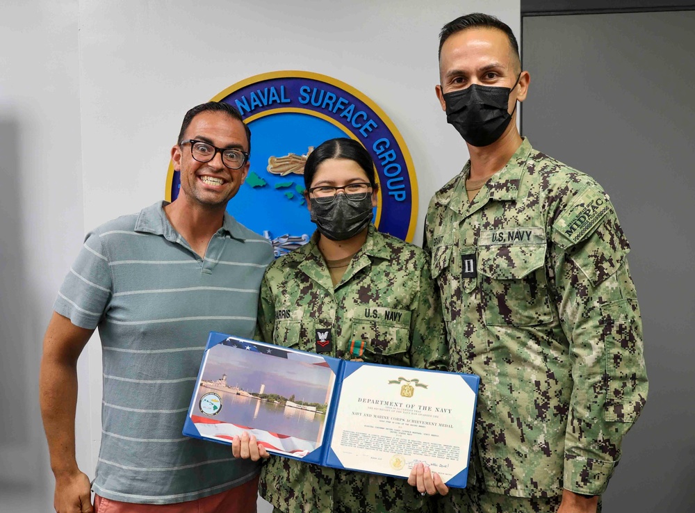 HM2 Harris Receives Navy and Marine Corps Achievement Medal