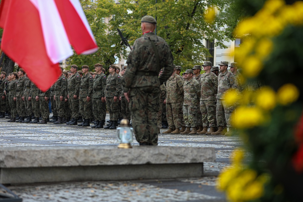 U.S. Soldiers participate in Polish military ceremony