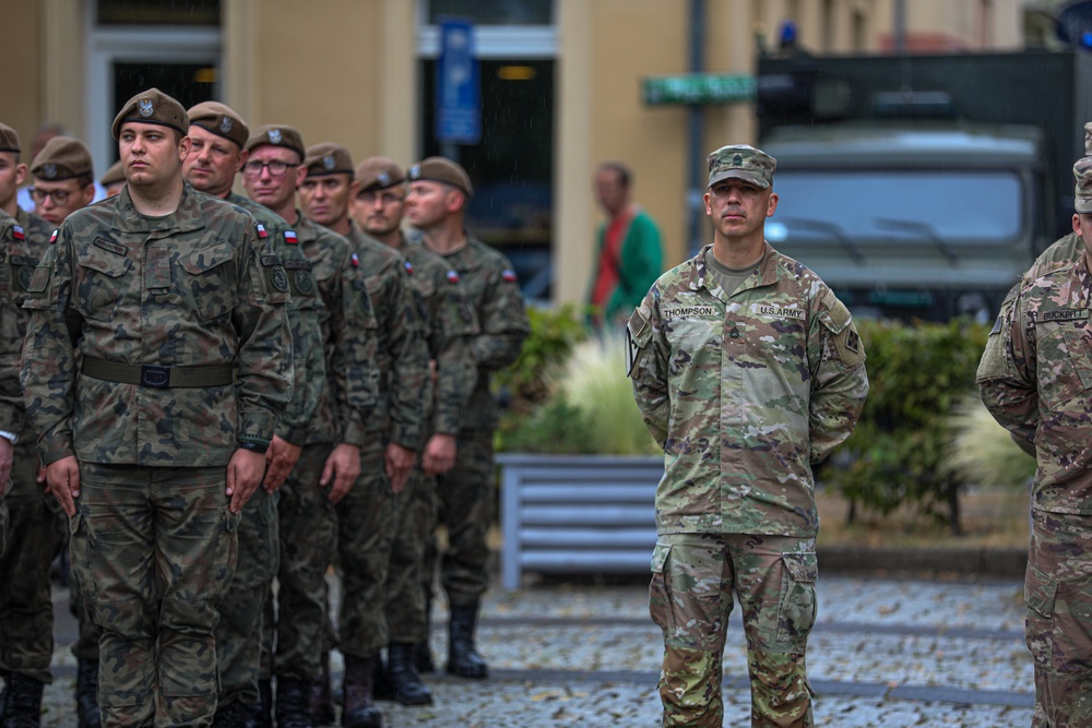 U.S. Soldiers participate in Polish military ceremony