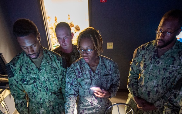 Kennedy Sailors Train at the Navigation, Seamanship, and Shiphandling Trainer