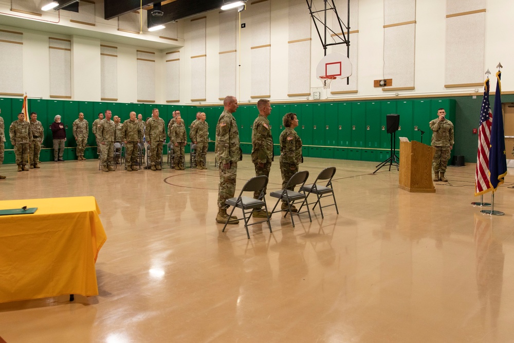 Command Sgt. Maj. Julie Small relinquishes responsibility of 297th Regional Support Group to Command Sgt. Maj. Ryan Weimer