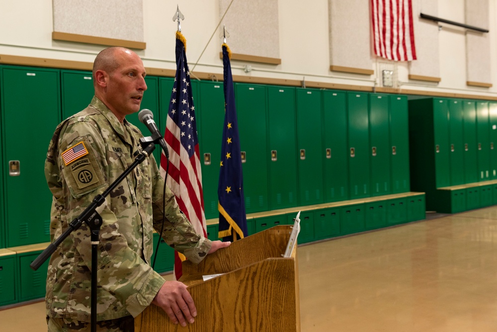 Command Sgt. Maj. Julie Small relinquishes responsibility of 297th Regional Support Group to Command Sgt. Maj. Ryan Weimer