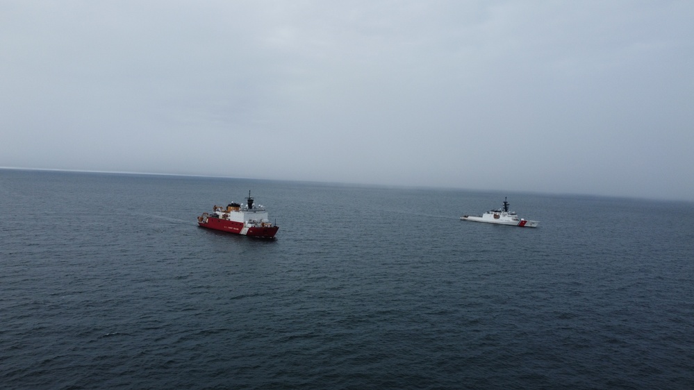 Coast Guard Cutters Healy and Kimball transit Arctic waters