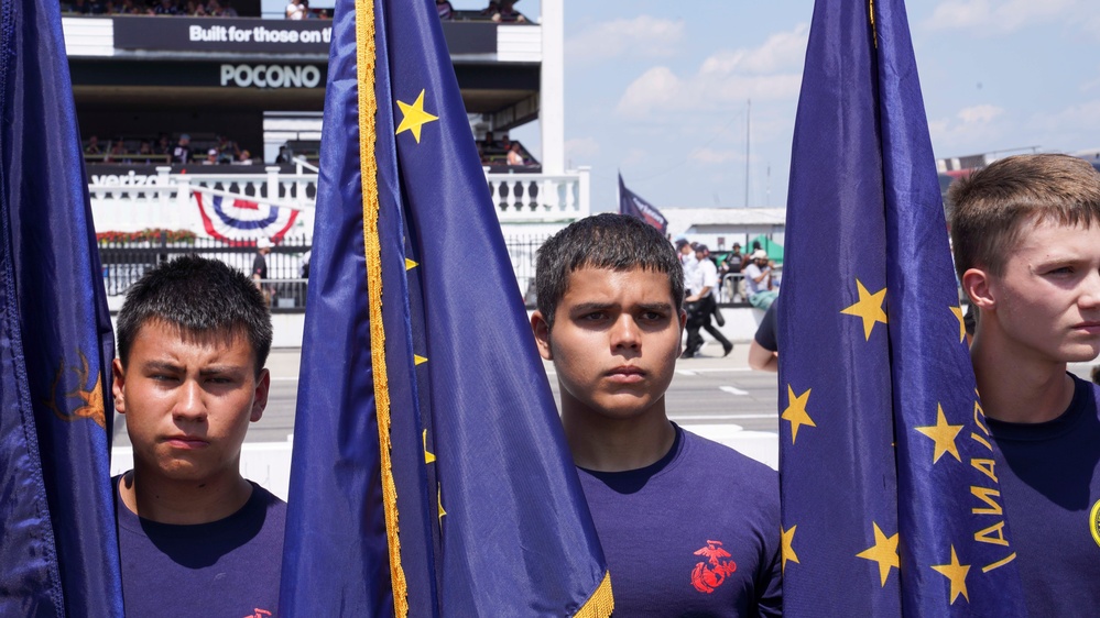 Marine Corps Poolees swear in at the Pocono Raceway