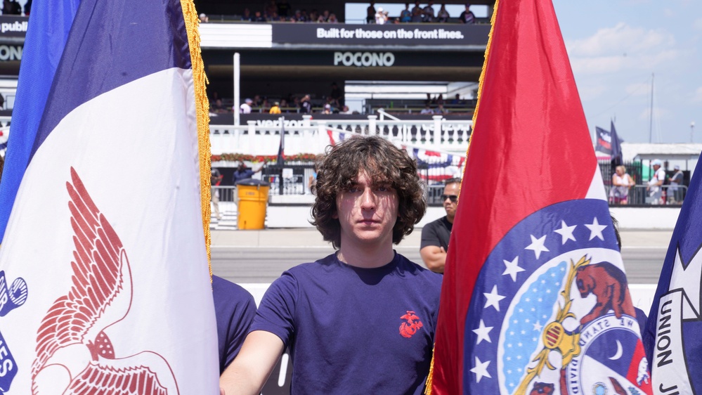 Marine Corps Poolees swear in at the Pocono Raceway