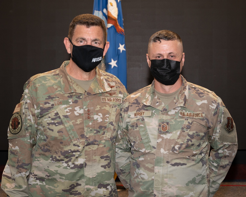 Director of the Air National Gaurd, Lt. Gen. Michael Loh, visits the 116th Air Control Wing