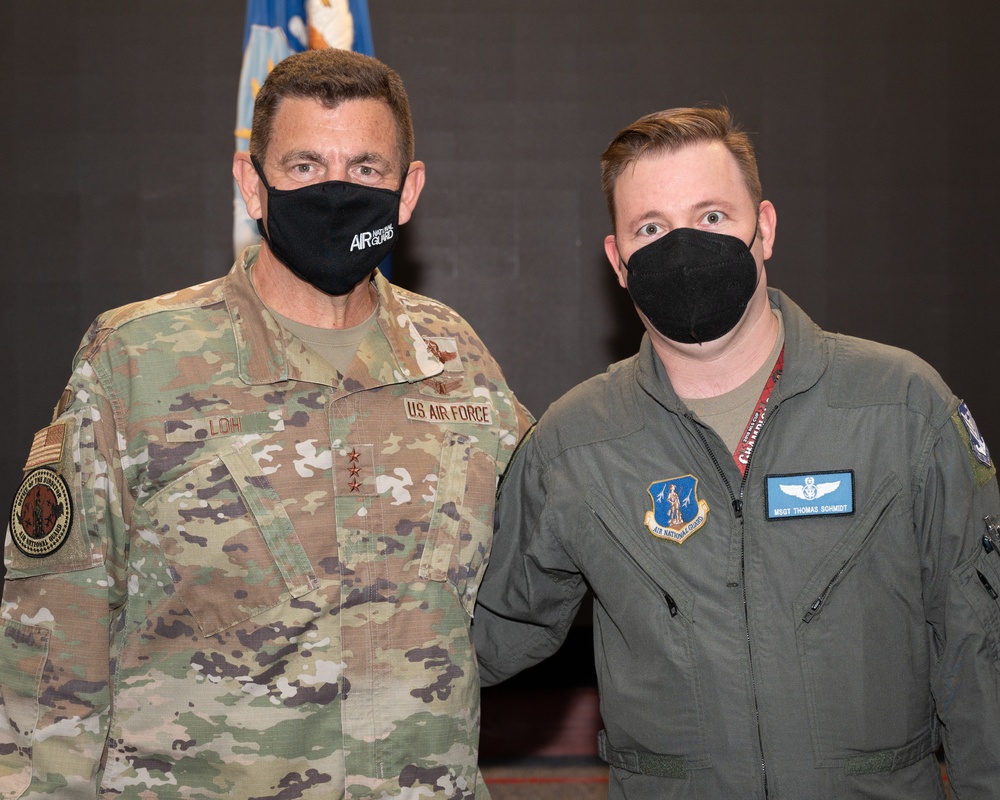 Director of the Air National Gaurd, Lt. Gen. Michael Loh, visits the 116th Air Control Wing