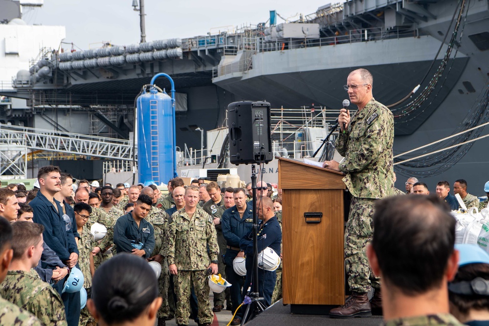 USS Carl Vinson (CVN 70) Conducts All Hands Call
