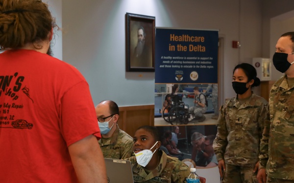 Soldiers from the 807th Medical Command provide mobile medical and dental care for residents of Southern Illinois community