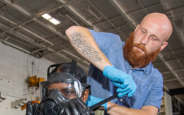 Sailor Dons Gas Mask