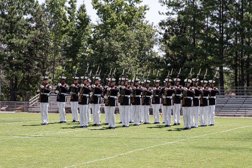 The United States Marine Corps Battle Color Detachment at Cary High School