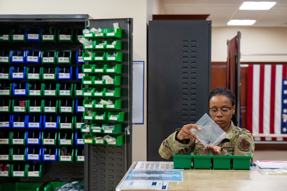 Air Force Mortuary Affairs Operations uniforms section conducts inventory