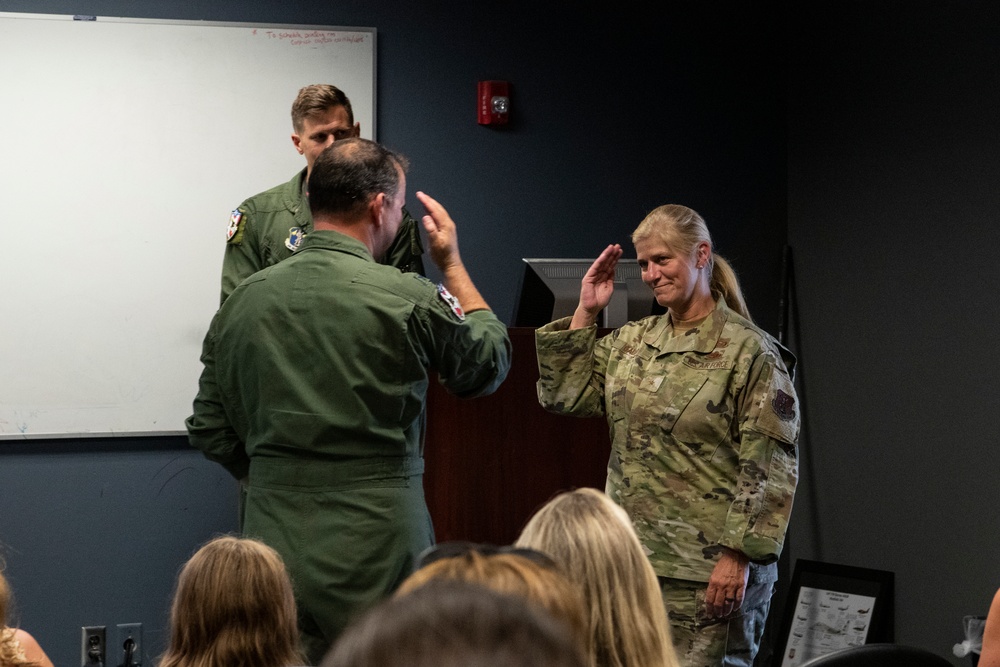Col. Tom 'Sling' Bladen, prior 104FW commander, flies 'fini-flight'