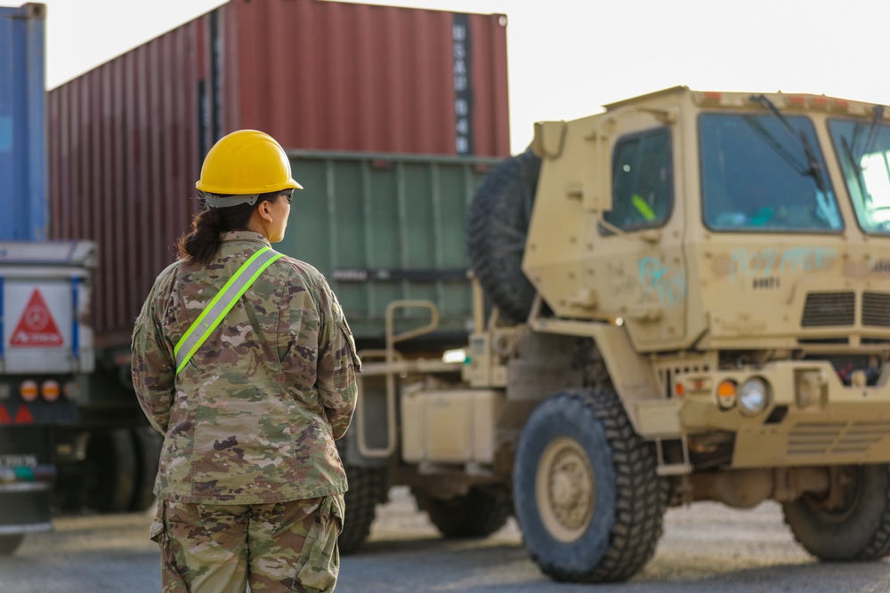 11th CAB Soldiers transport containers across Operation Inherent Resolve CJOA