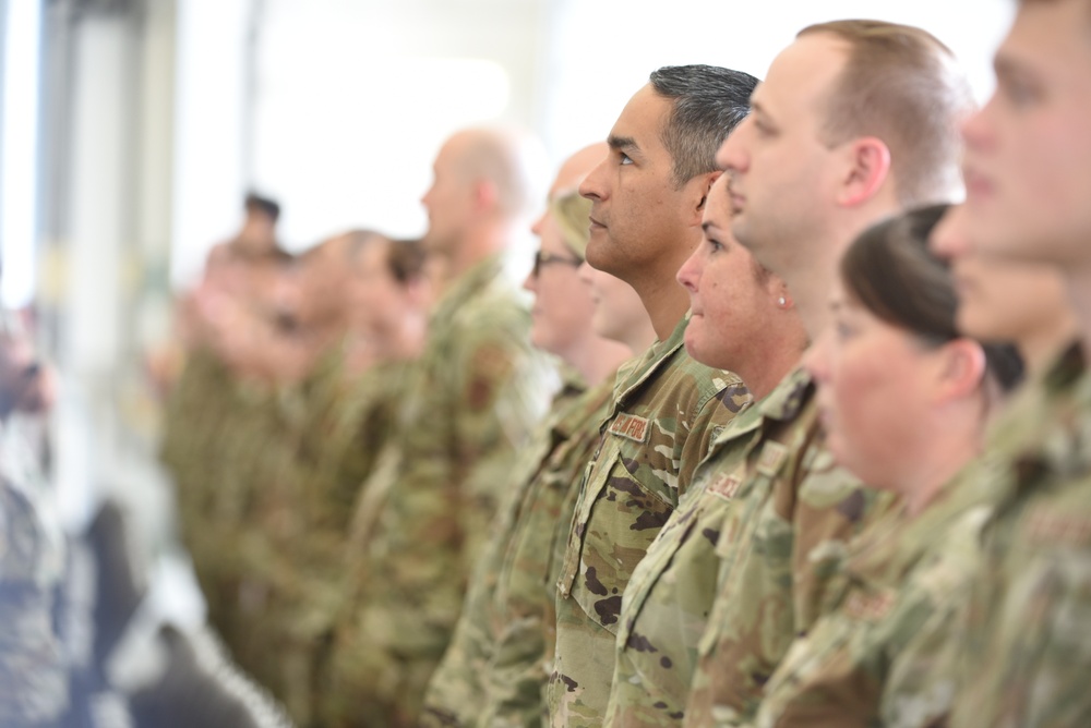 Airmen stand for their new commander