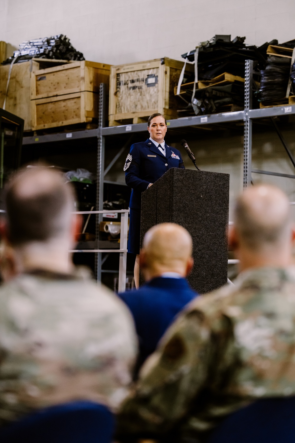 U.S. Air Force Senior Master Sgt. Elizabeth Alaaca promotes to chief master sergeant