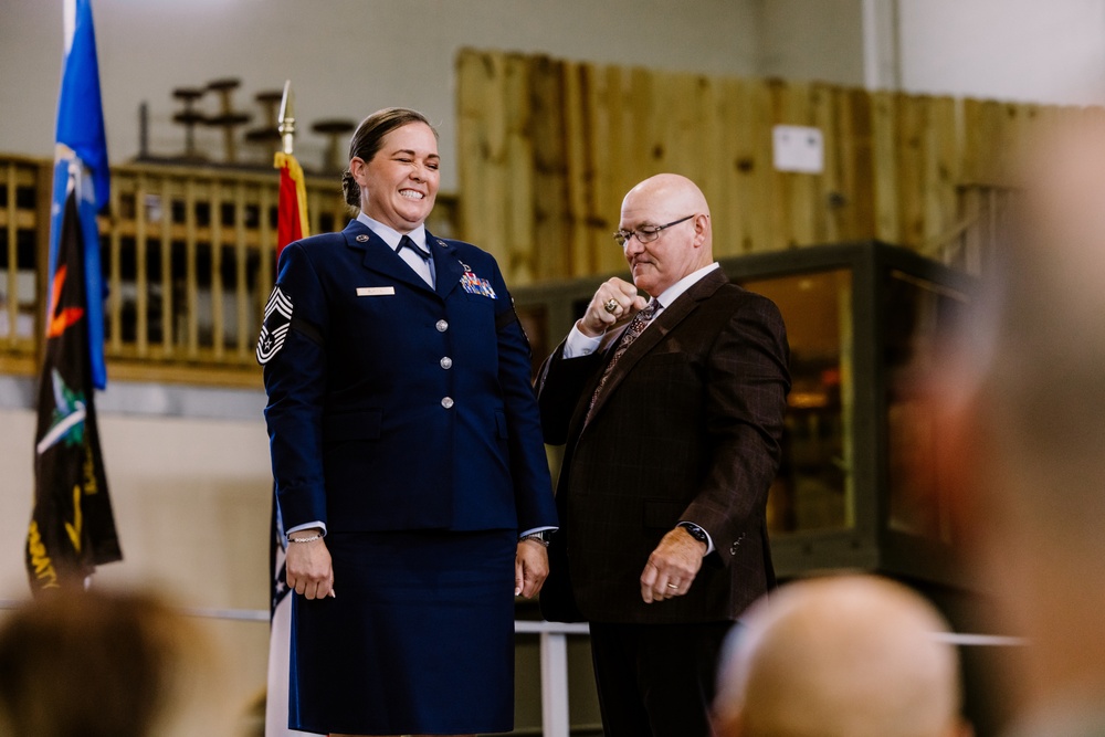 U.S. Air Force Senior Master Sgt. Elizabeth Alaaca promotes to chief master sergeant