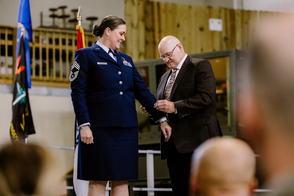 U.S. Air Force Senior Master Sgt. Elizabeth Alaaca promotes to chief master sergeant