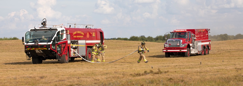 Camp Grayling Fire Department Practice Responding to a Fire Emergency at Northern Strike 22-2