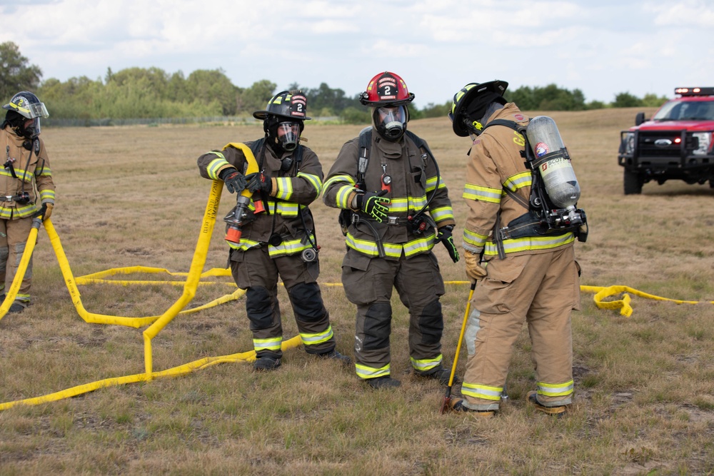 Camp Grayling Fire Department Practice Responding to a Fire Emergency at Northern Strike 22-2
