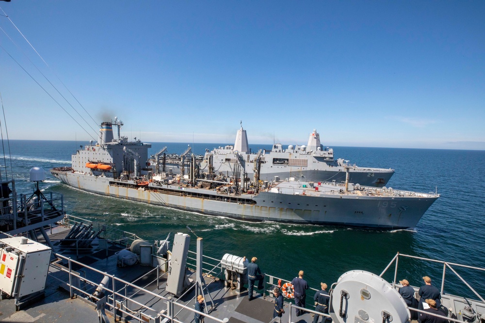 U.S. Sailors participate in a Replenishment at Sea