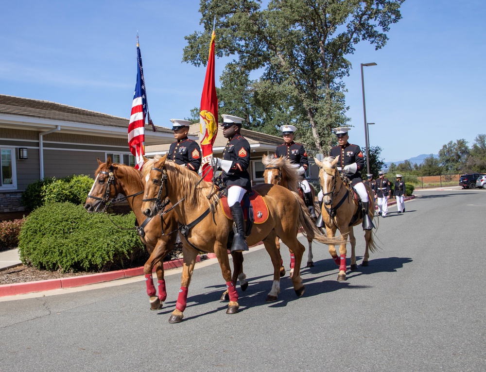 USMC Mounted Color Guard Bring Mustangs to Redding Veterans Home