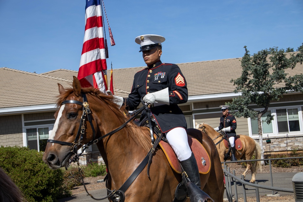 USMC Mounted Color Guard Bring Mustangs to Redding Veterans Home