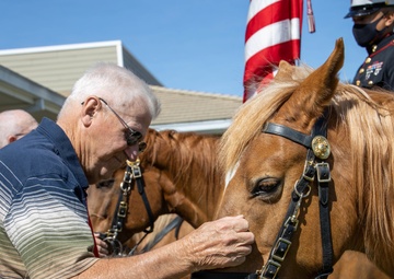 USMC Mounted Color Guard Bring Mustangs to Redding Veterans Home