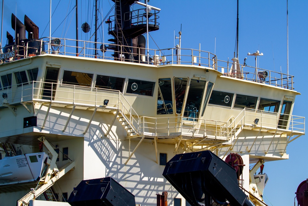 U.S. Army Corps of Engineers Portland districts’ hopper dredge, Essayons dredging the Columbia River.