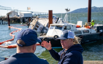 Coast Guard, partner organizations remove pollution threats from sunken ferry in Astoria, OR