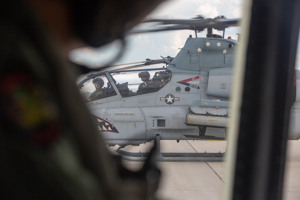 Marines with Marine Light Attack Helicopter Squadron (HMLA) 167 support Exercise Northern Strike 22-2