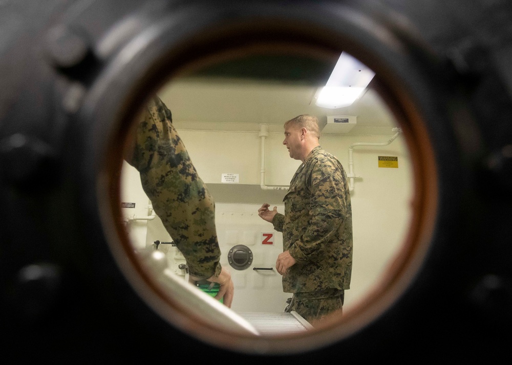 31st MEU CO tours USS Tripoli decon stations