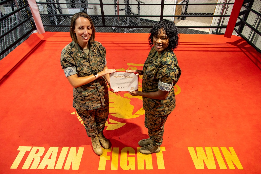 U.S. Marine reenlists as part of First Term Alignment Program