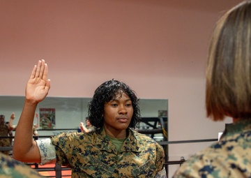 U.S. Marine reenlists as part of First Term Alignment Program