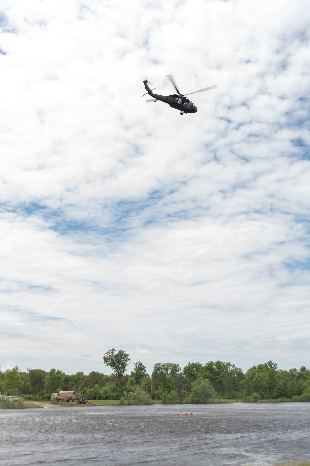 UH-60 Black Hawk hoist training at Fort McCoy's Big Sandy Lake