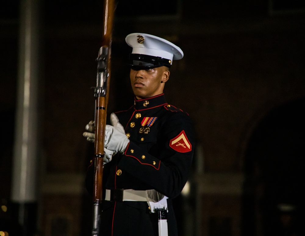 Marine Barracks Washington conducts another magnificent evening parade.