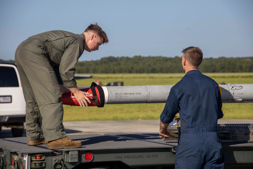 Marine Aviation Logistics Squadron 31 Ordnance deliver high explosive rounds for training