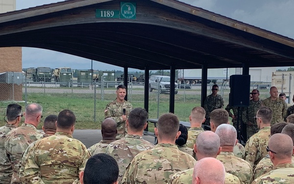 Col. Richard Ferguson addresses soldiers at Northern Strike 22