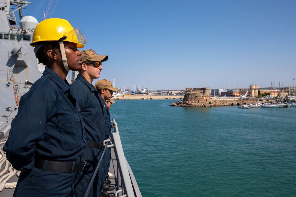 The USS Bainbridge is on a scheduled deployment in the U.S. Naval Forces Europe area of operations, employed by U.S. Sixth Fleet to defend U.S., Allied and Partner interests.