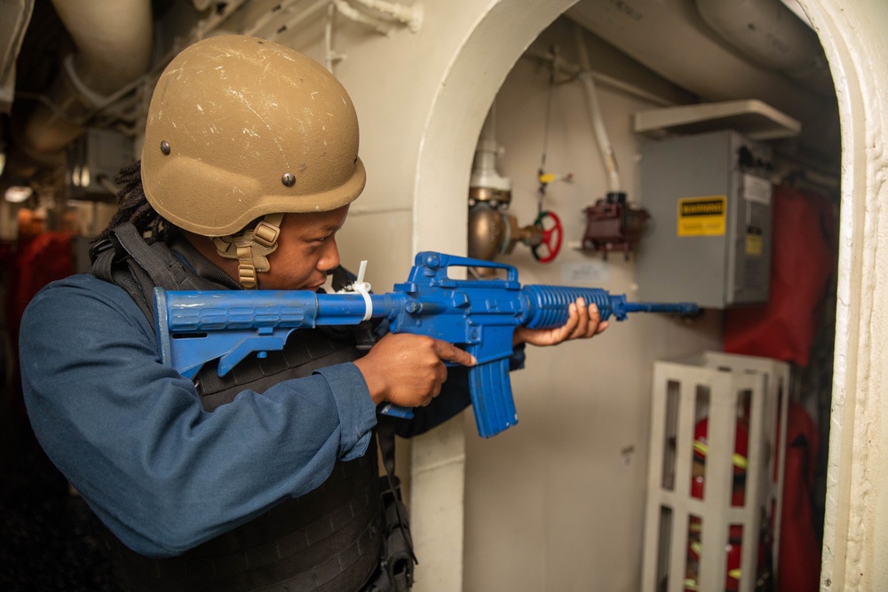The USS Bainbridge is on a scheduled deployment in the U.S. Naval Forces Europe area of operations, employed by U.S. Sixth Fleet to defend U.S., Allied and Partner interests.