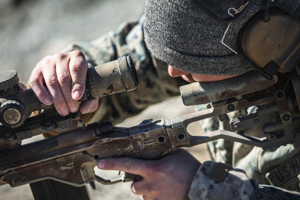 Scout Snipers engage targets from high angles during Mountain Scout Sniper Course