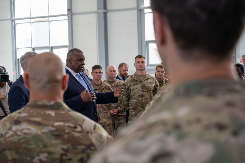 Secretary of Defense Visits U.S., Latvian Troops at Lielvarde Air Base, Latvia