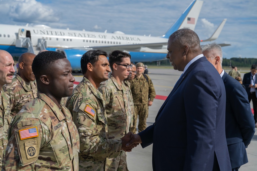 Secretary of Defense Visits U.S., Latvian Troops at Lielvarde Air Base, Latvia