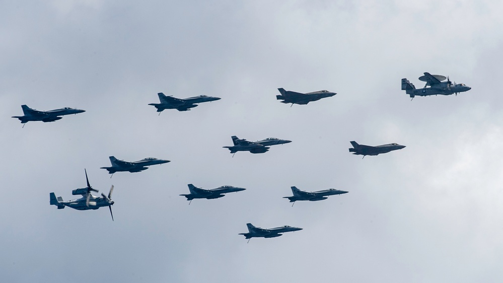 Navy Aircraft Fly in Formation