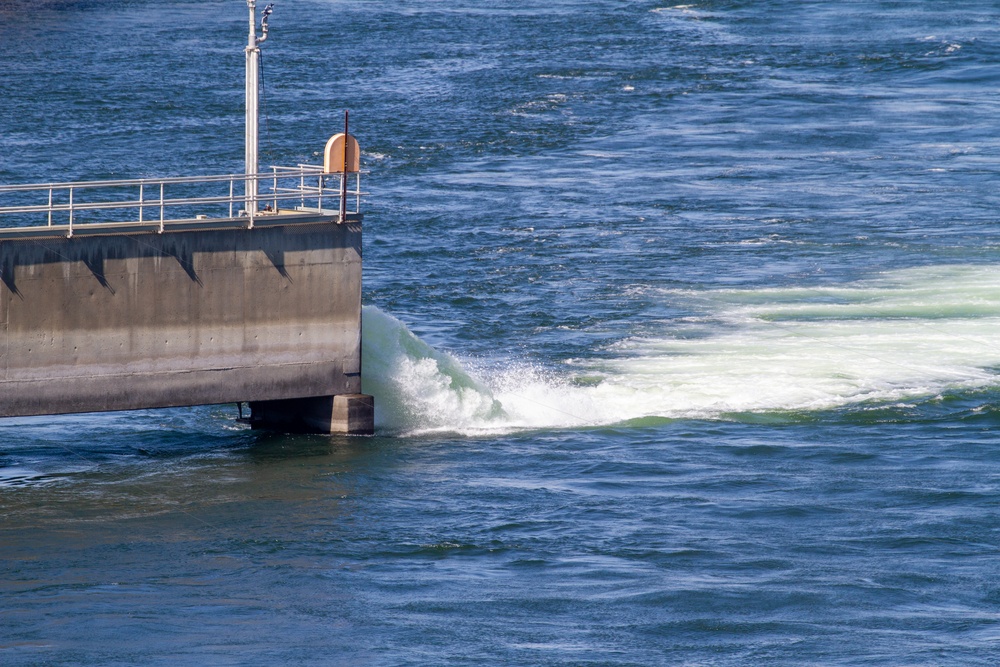 Downstream Fish Ladder Output, John Day Lock &amp; Dam, Aug. 3, 2022