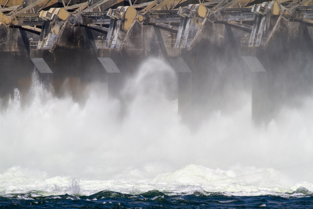 Open Spillways, John Day Lock &amp; Dam, Aug. 3, 2022