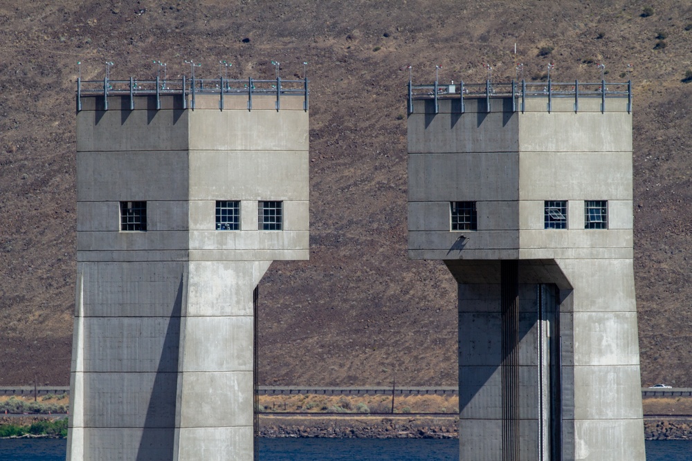 Lock Towers, John Day Lock &amp; Dam, Aug. 3, 2022