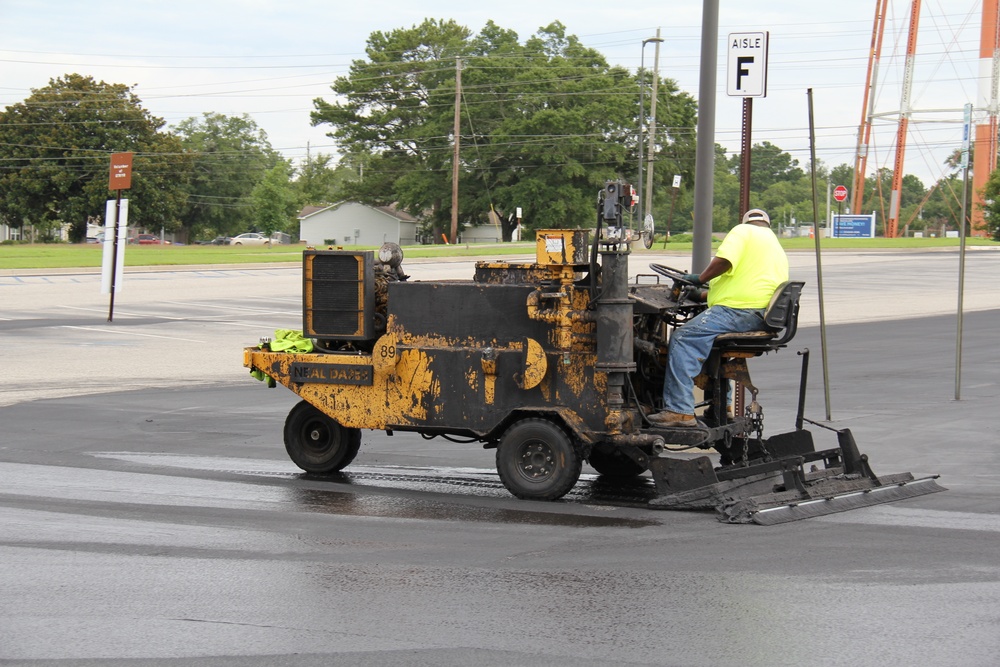 Fort Rucker Commissary Parking Lot Receives New Coating, Fresh Paint