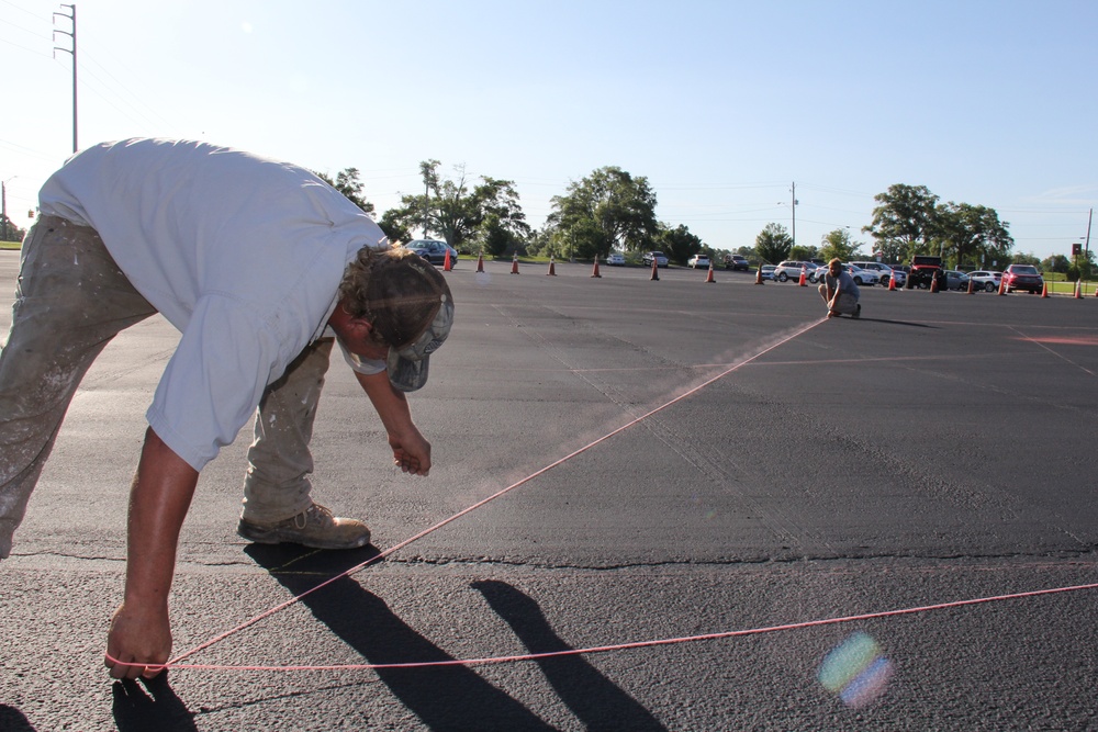 Fort Rucker Commissary Parking Lot Receives New Coating, Fresh Paint