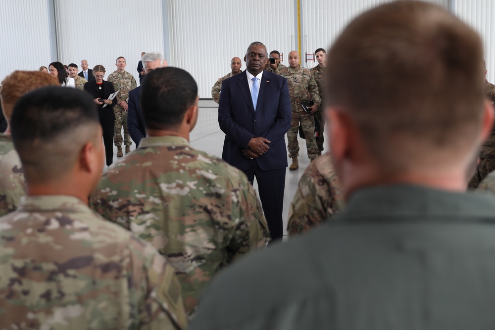 U.S. Secretary of Defense Visits the Troops at Latvia